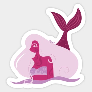 Cute Shades of Red Mermaid Sticker